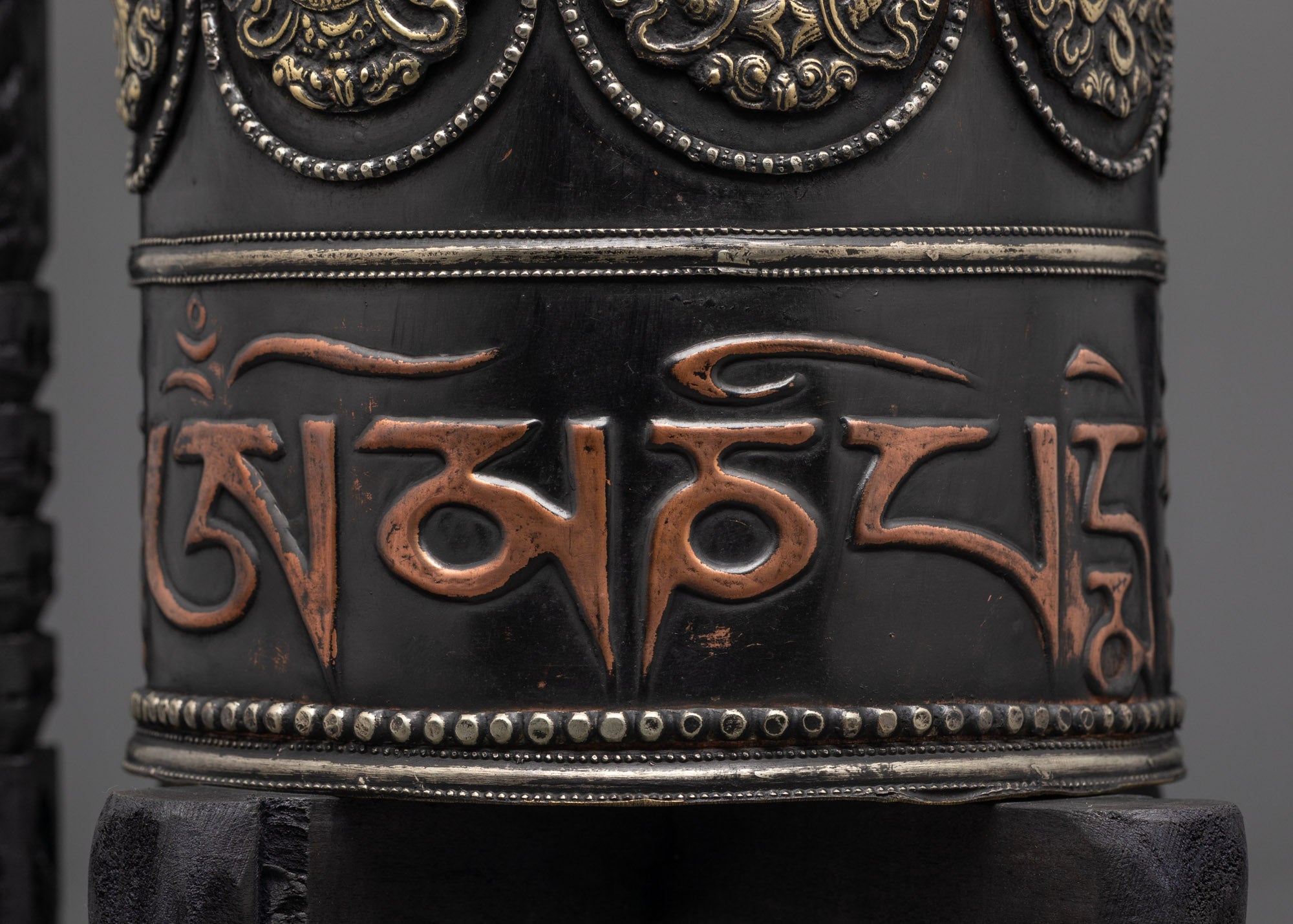 Intricately Carved Ashtamangala Prayer Wheel | Spiritual Spinner