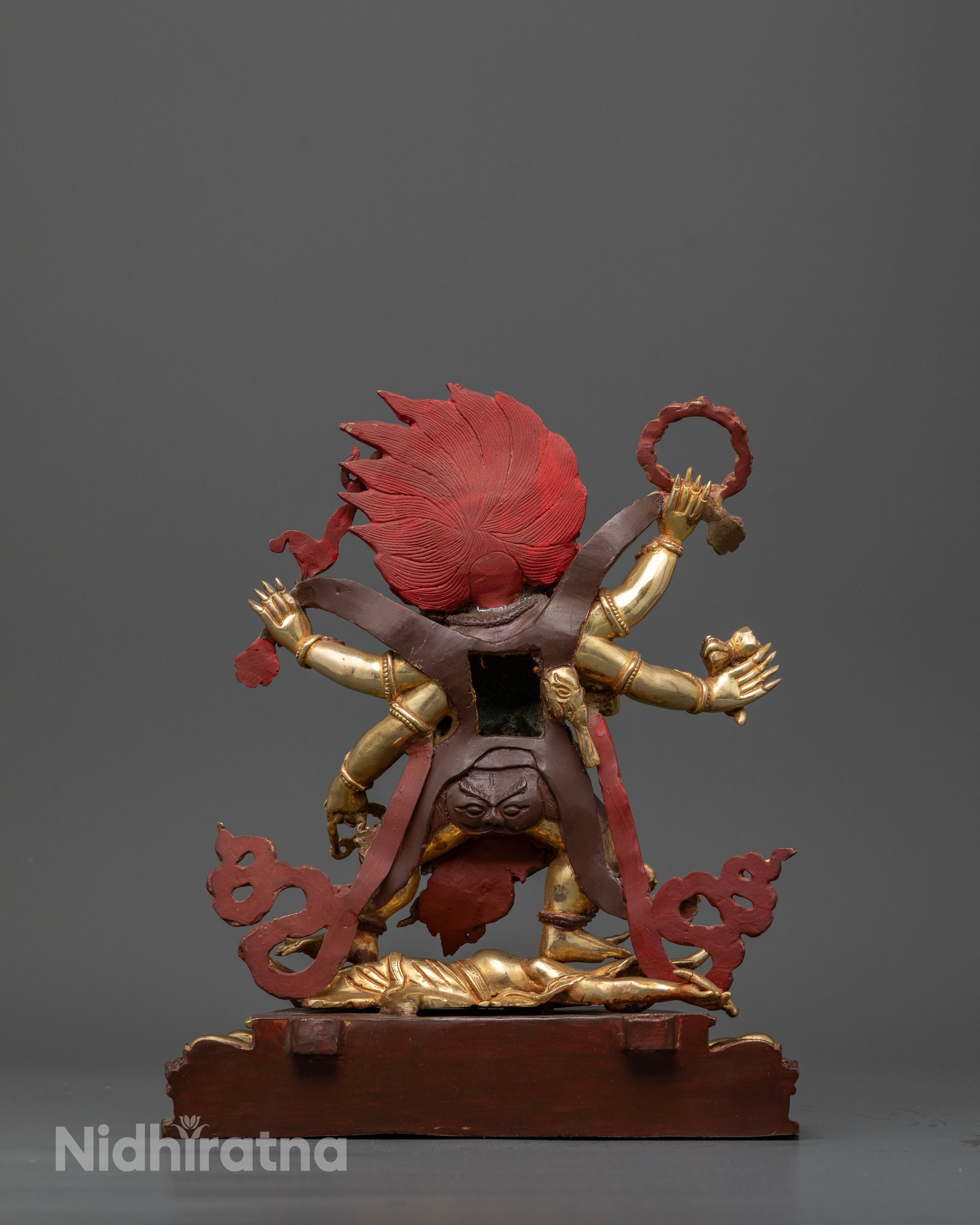 Guardian of Dharma with Weapons and Fire Aura: Six Arm Mahakala