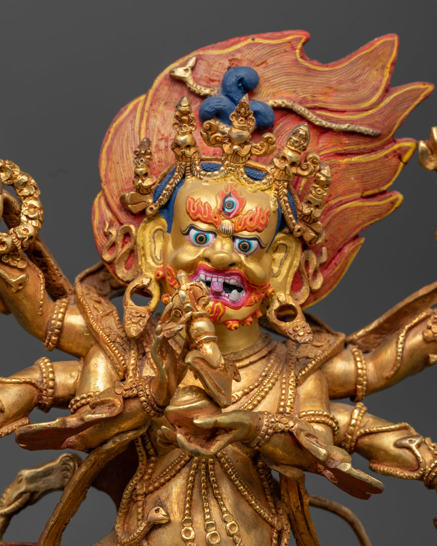 Authentic Six-Armed Mahakala Statue | Guardian Deity of Buddhism
