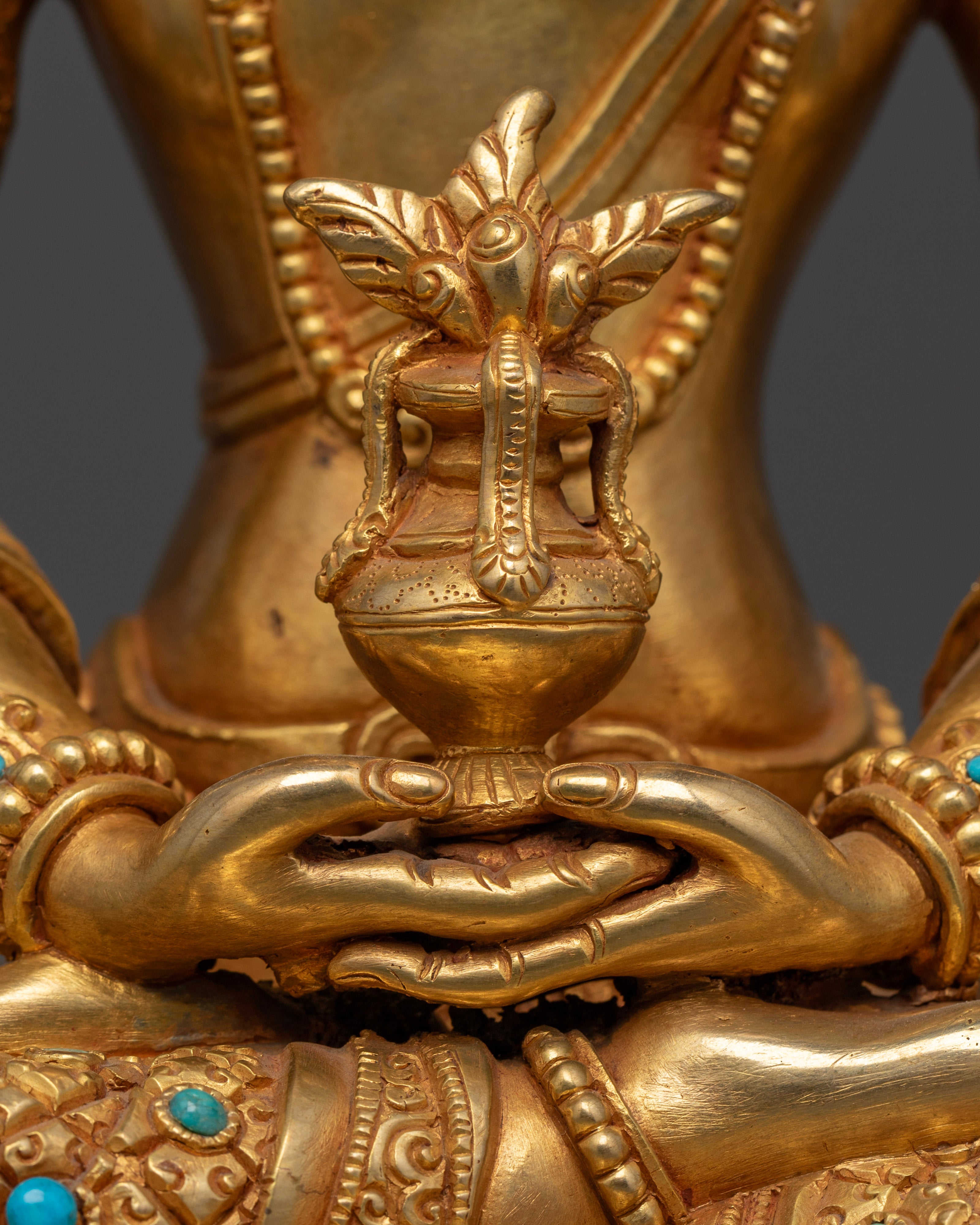 Amitayus Statue in 24K Gold | The Buddha of Infinite Life