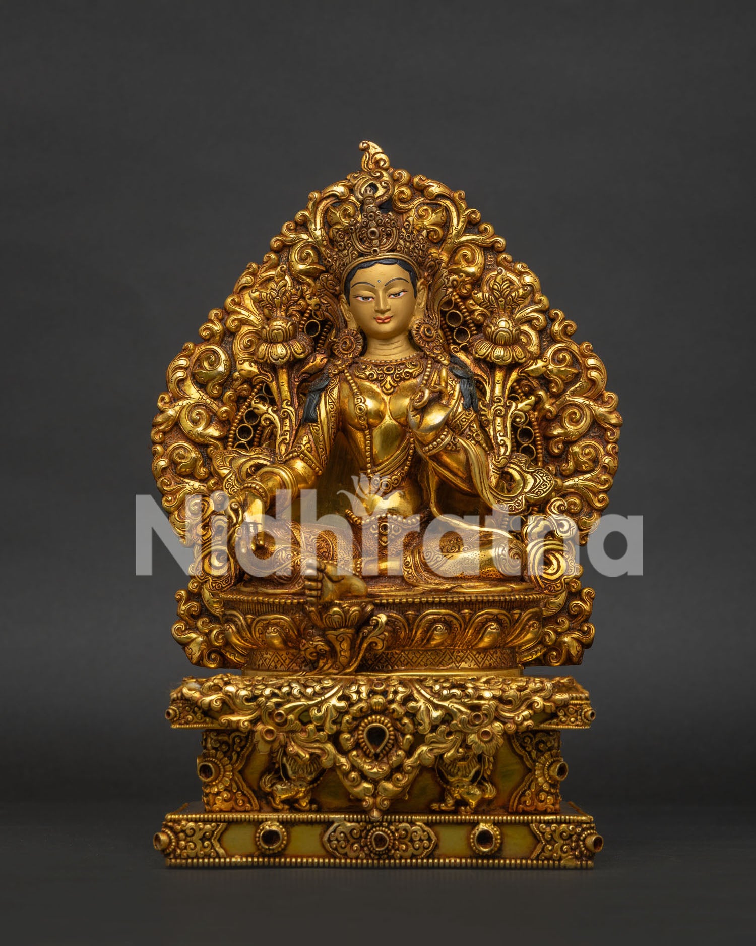 Green Tara With Throne