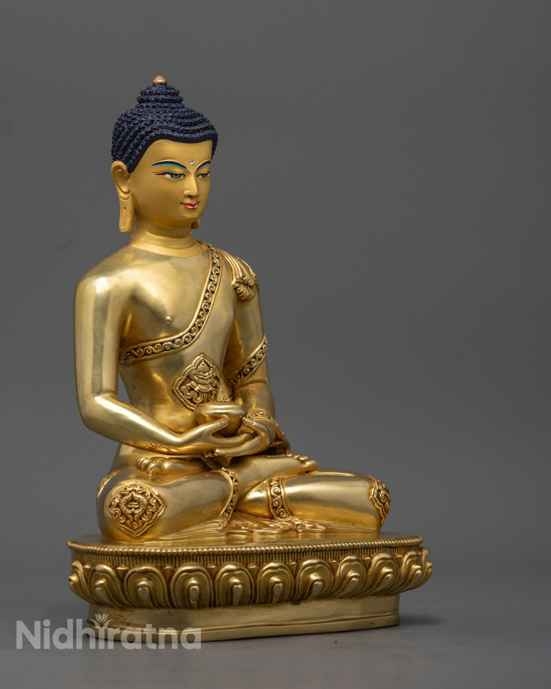 Sacred Amitabha Buddha Statue – Nepalese Hand-Carved Buddhist Figurine with Mantra Chamber