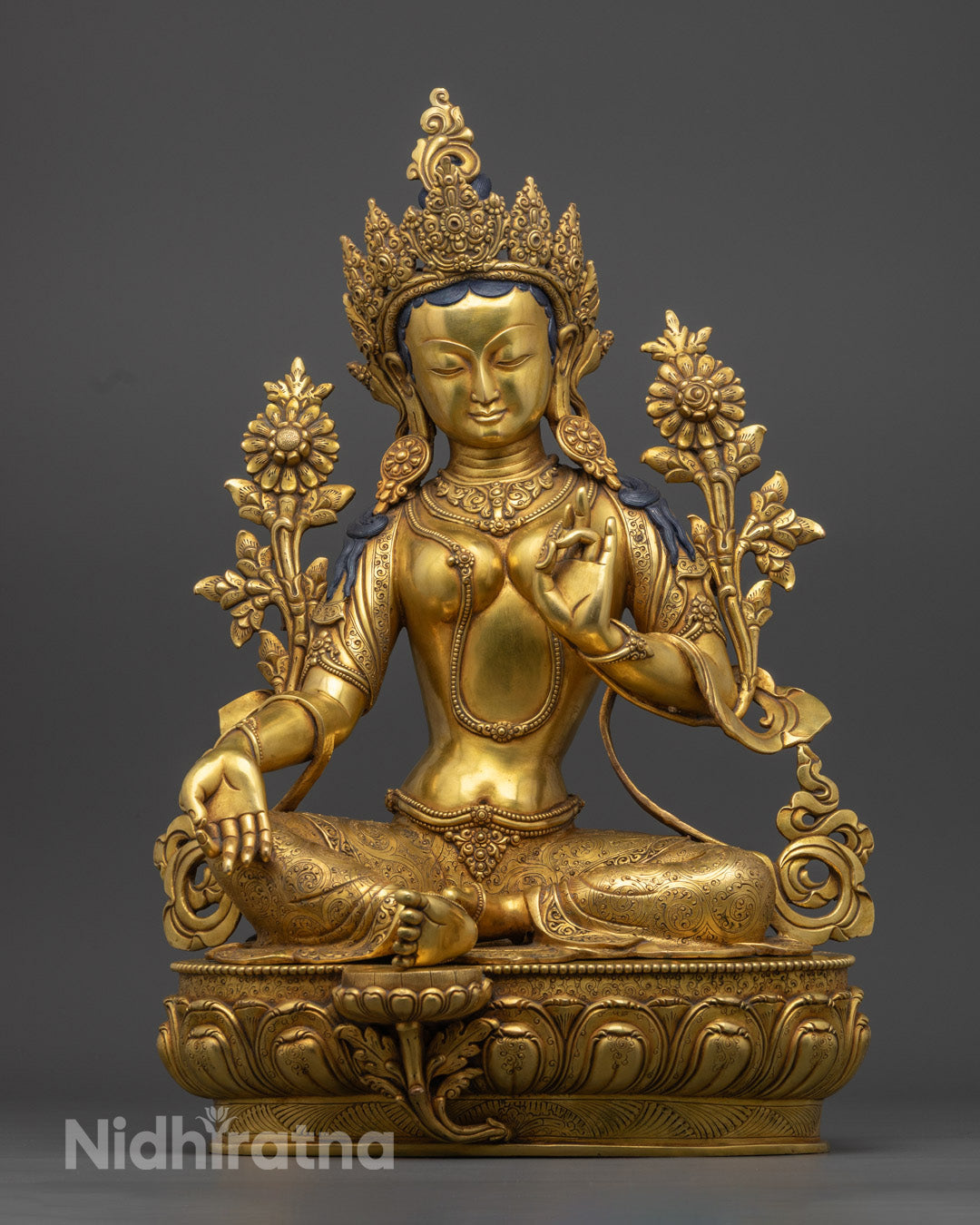 Sacred Green Tara Statue | Handmade Copper Sculpture