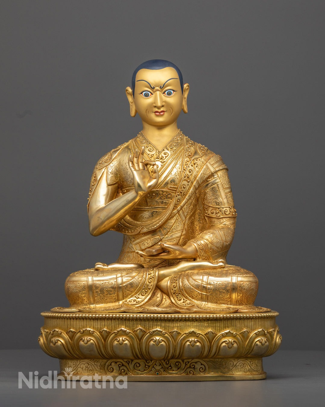 Sacred Tsongkhapa Set – Traditional Lost Wax Casting with Lotus Throne Symbolizing Enlightenment