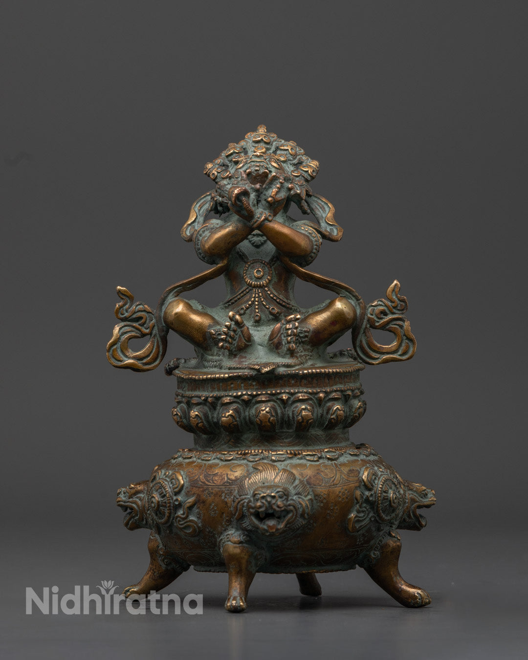 Oxidized Copper Vajradhaka Statue – Buddhist Idol for Home, Temple, & Altar