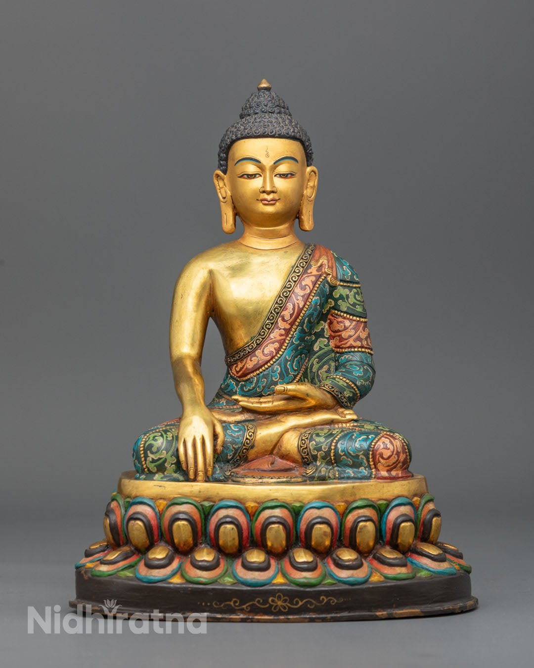 Sacred Yellow Shakyamuni Buddha Statue | Traditional Artwork