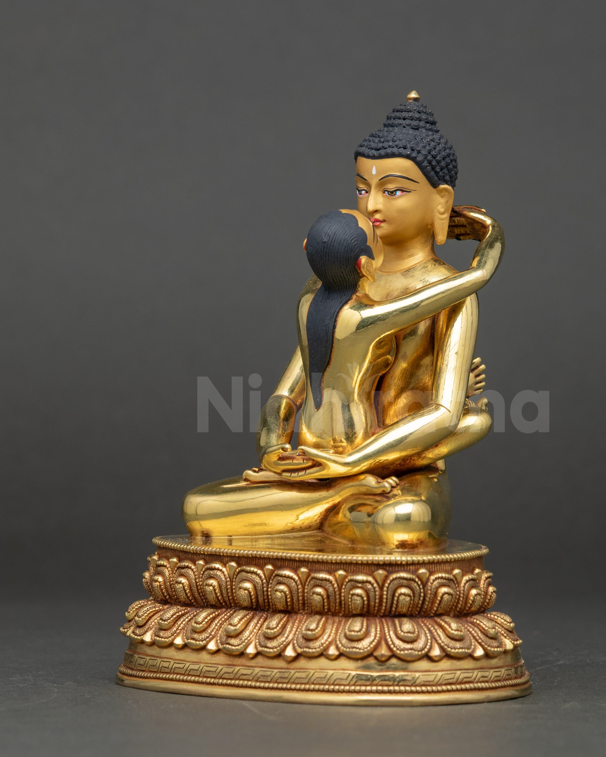 Samantabhadra Yab-Yum left side view Tibetan gold-gilded union figure