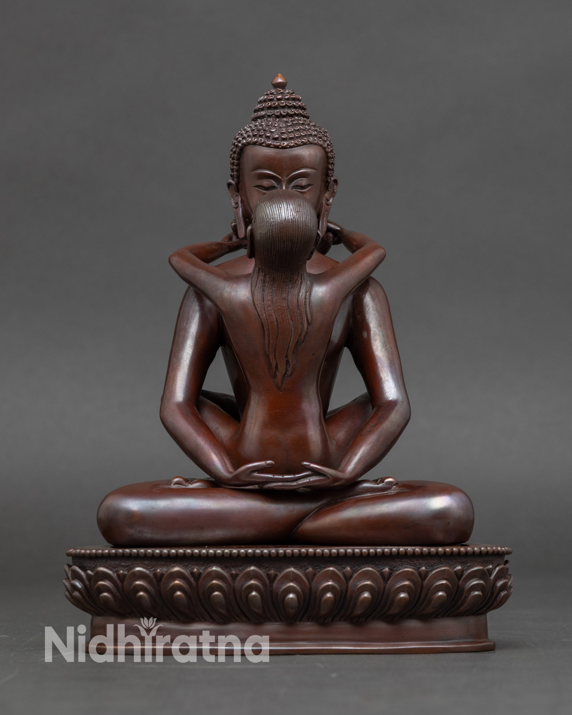 Samantabhadra Yab Yum statue handcrafted copper Buddhist sculpture with oxidized finish Nepal