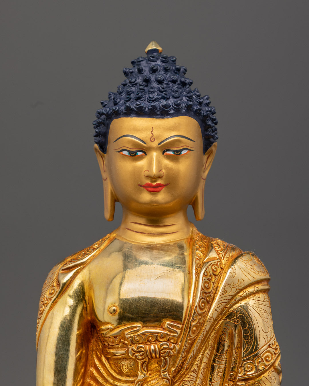 Shakyamuni Buddha Statue | Hand-Carved 24k fire-Gilded Gold Sculpture from Nepal