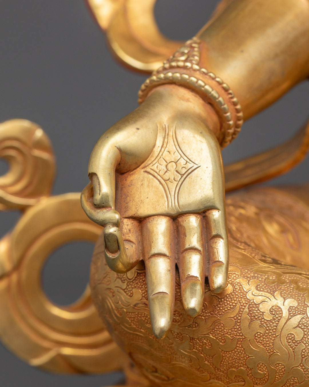 Tibetan Buddhist Green Tara Statue | 24k Fire Gold Gilded