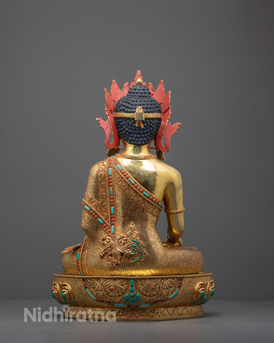 Tibetan Crown Shakyamuni Buddha Statue | Authentic Nepalese Copper