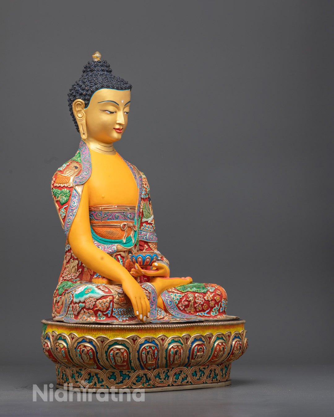Shakyamuni Buddha Statue | Premium Copper with Gold Detailing