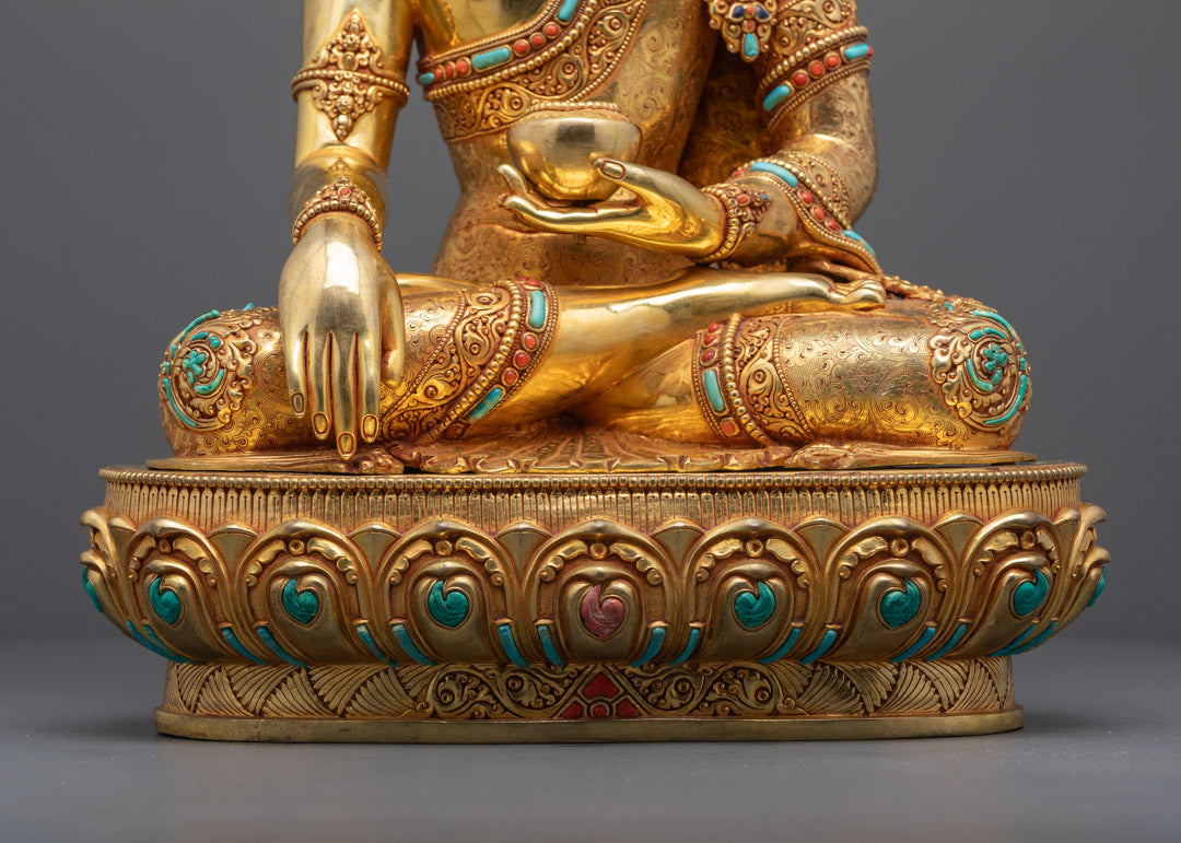 Tibetan Crown Shakyamuni Buddha Statue | Authentic Nepalese Copper