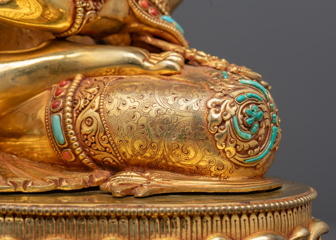 Tibetan Crown Shakyamuni Buddha Statue | Authentic Nepalese Copper