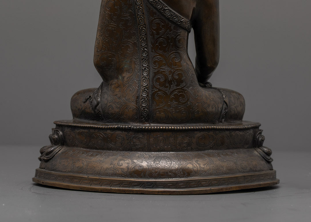 Oxidized Copper Shakyamuni Buddha Statue | Artisan-Crafted from Nepal