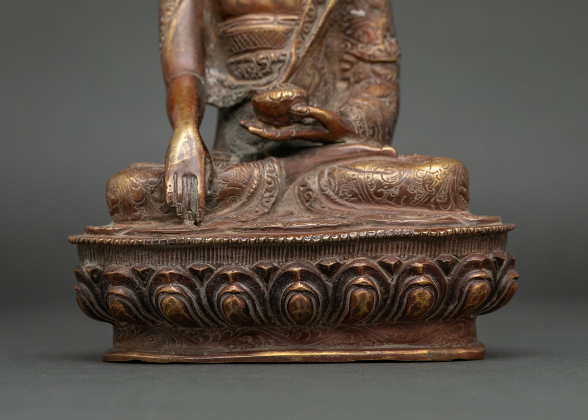 Shakyamuni Buddha Statue | Oxidized Copper Historical Buddha from Nepal