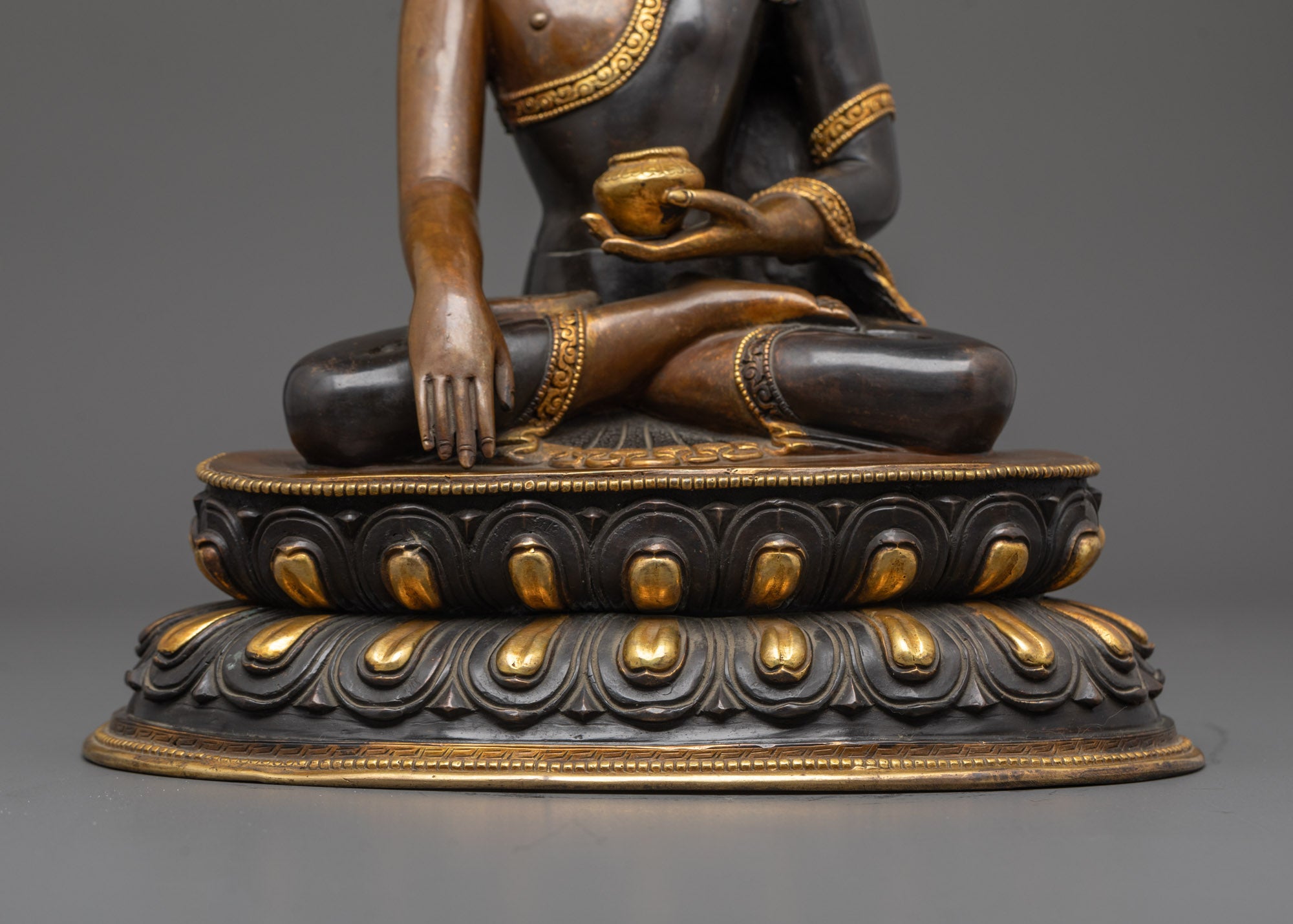 Handcrafted Shakyamuni Buddha Statue with 24k Fire Gold Gilding