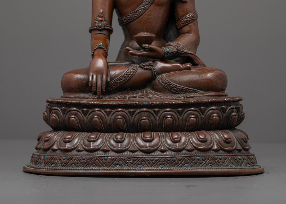 Oxidized Crowned Shakyamuni Buddha Statue | Buddhist Home Decor