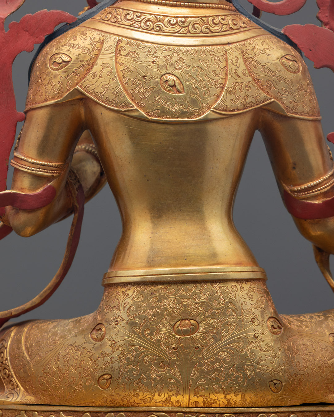 Tibetan Buddhist Green Tara Statue | 24k Fire Gold Gilded