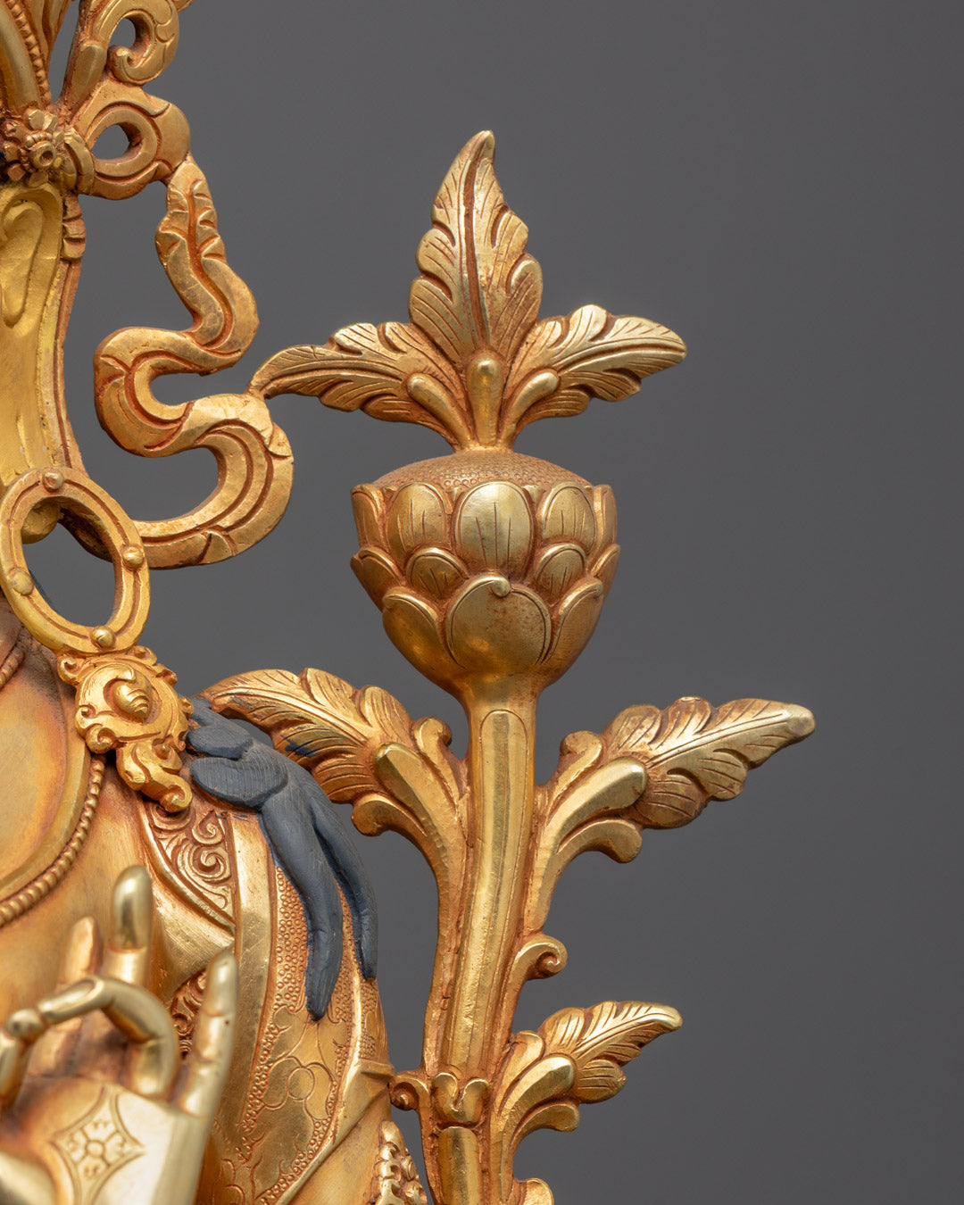 Tibetan Buddhist Green Tara Statue | 24k Fire Gold Gilded