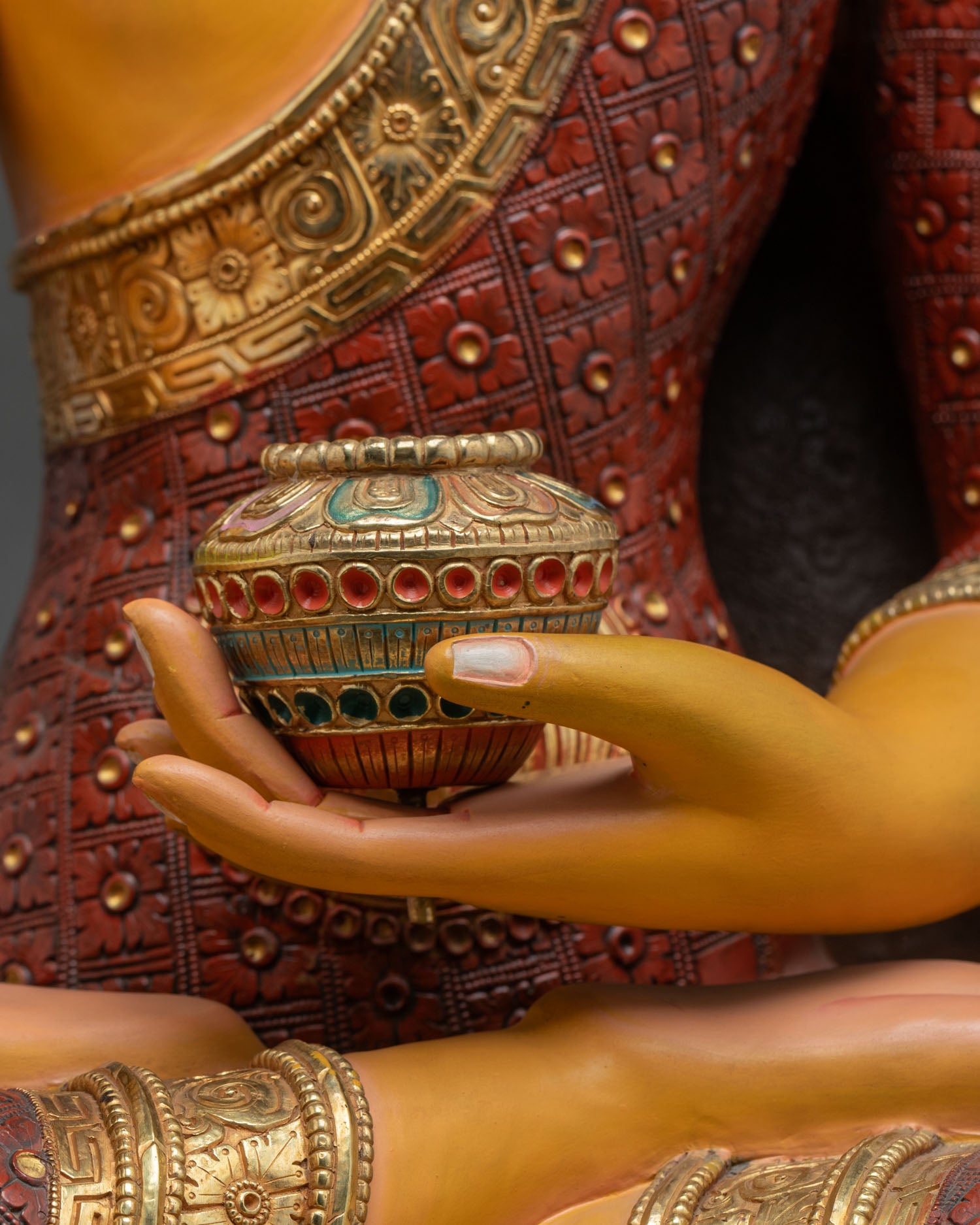 Colorful Shakyamuni Buddha Statue (72cm) | Nepali Buddhist Artwork