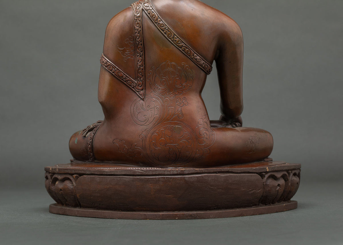 Brown Shakyamuni Buddha Statue – Oxidized Copper Buddhist Figurine