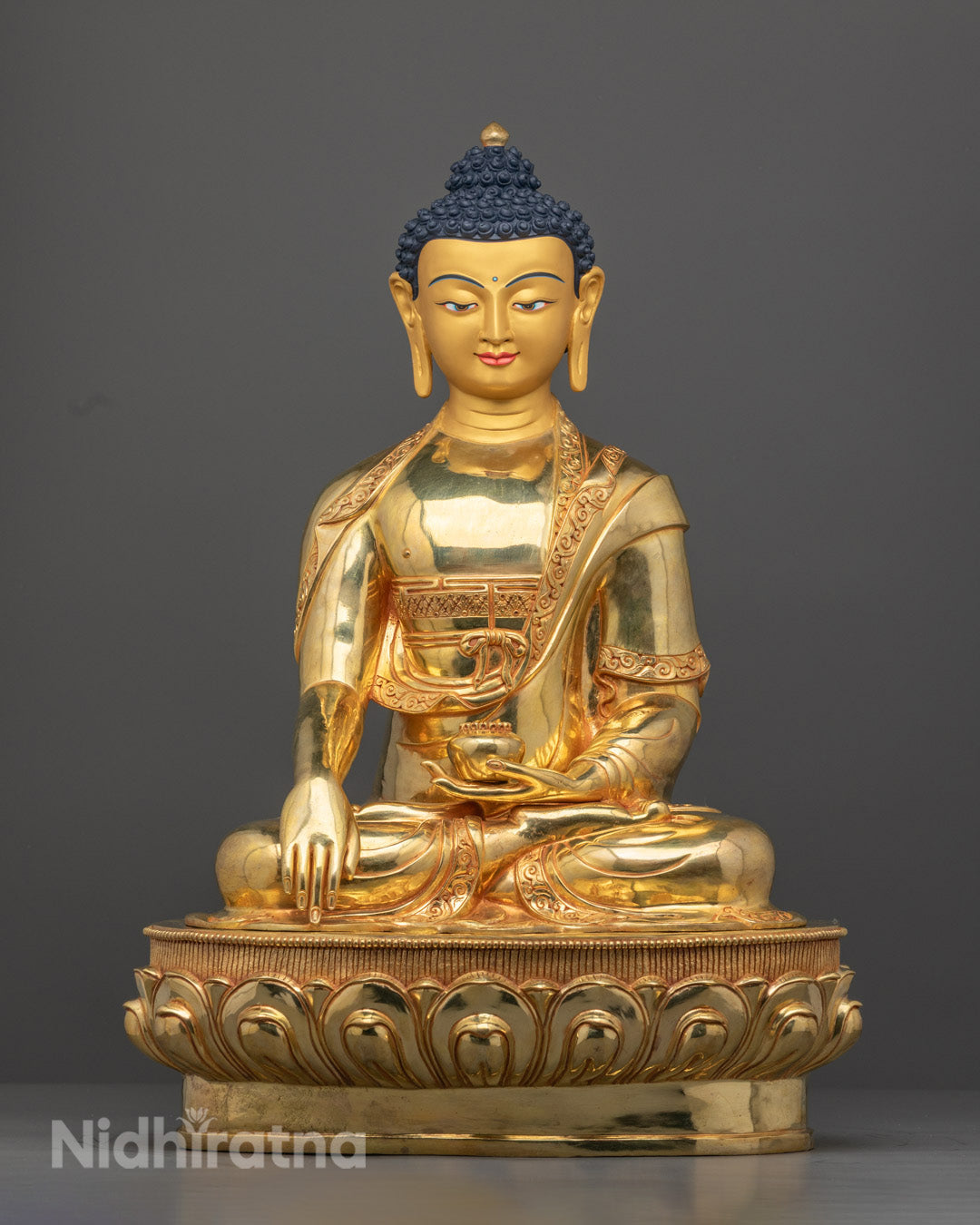 24k Gold Shakyamuni Buddha Statue – Traditional Buddhist Art from Nepal