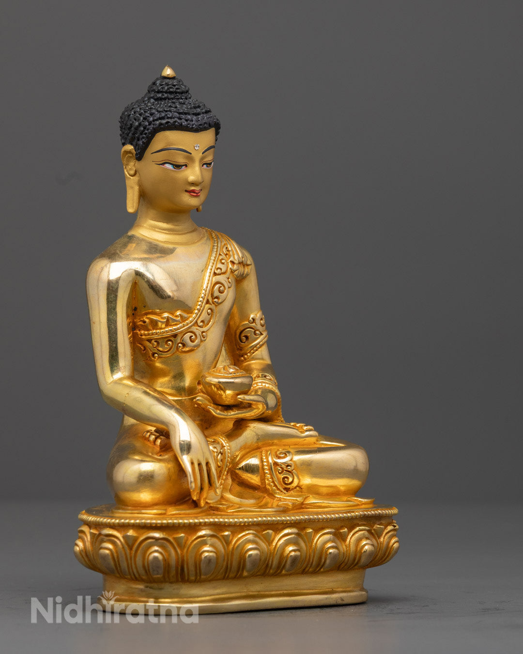 Shakyamuni Buddha Statue | Hand-Carved 24k Gold-Gilded Sculpture from Nepal