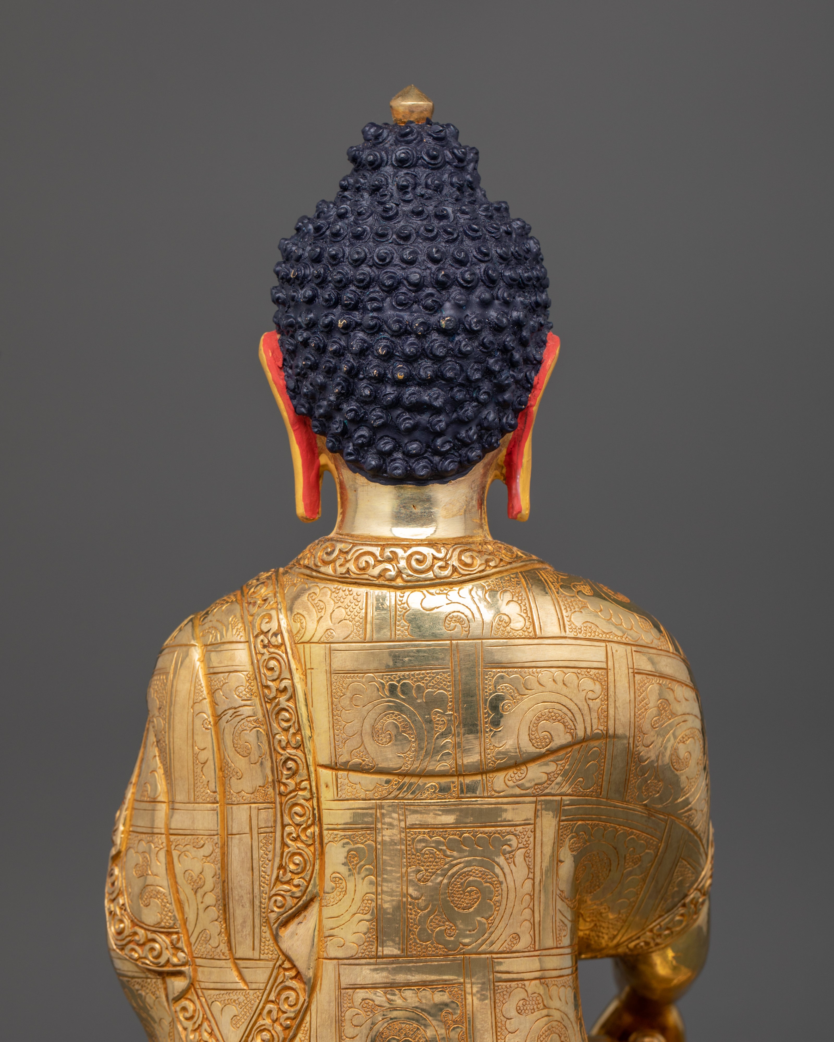 backside of acrylic painted head of Shakyamuni Buddha statue