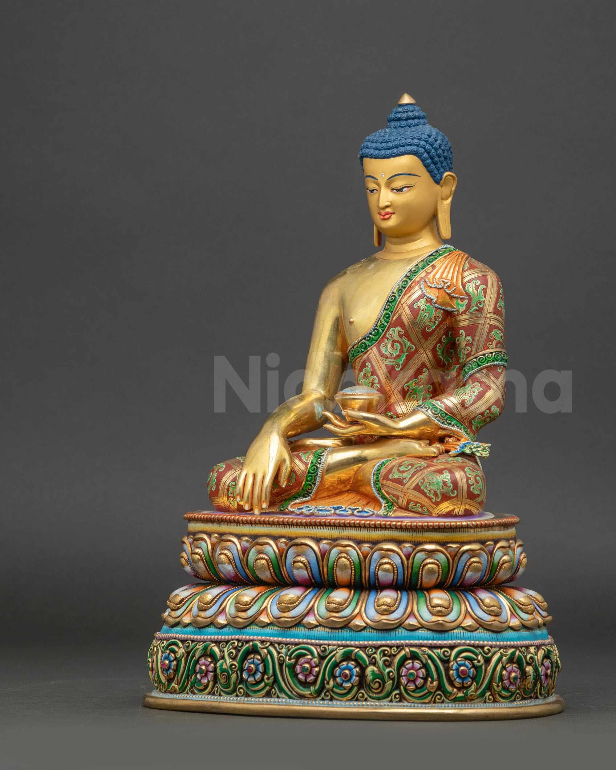 Shakyamuni Buddha sculpture back view hand-painted copper alloy artwork