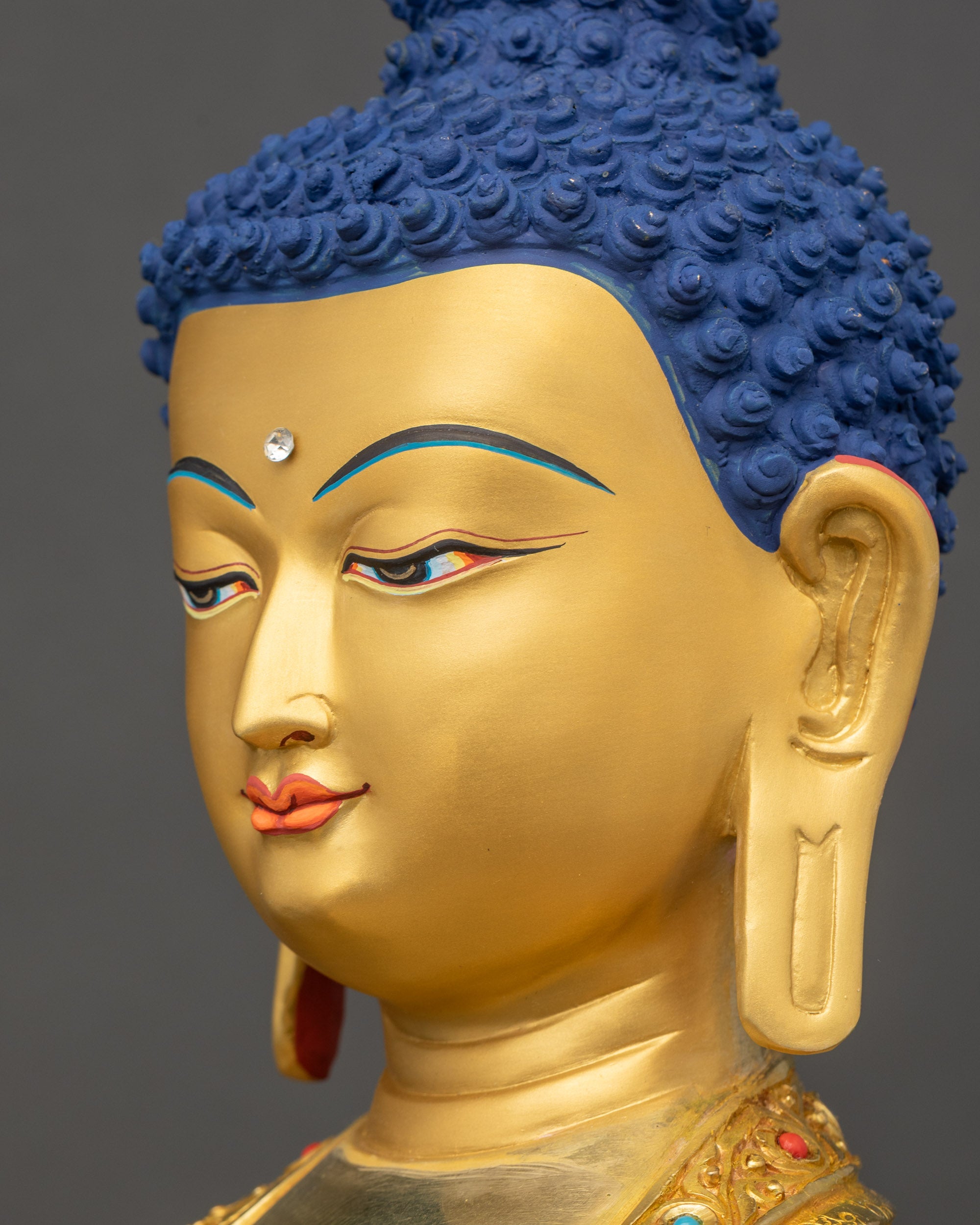 Shakyamuni Buddha side face close up calm Tathagata Buddha expression