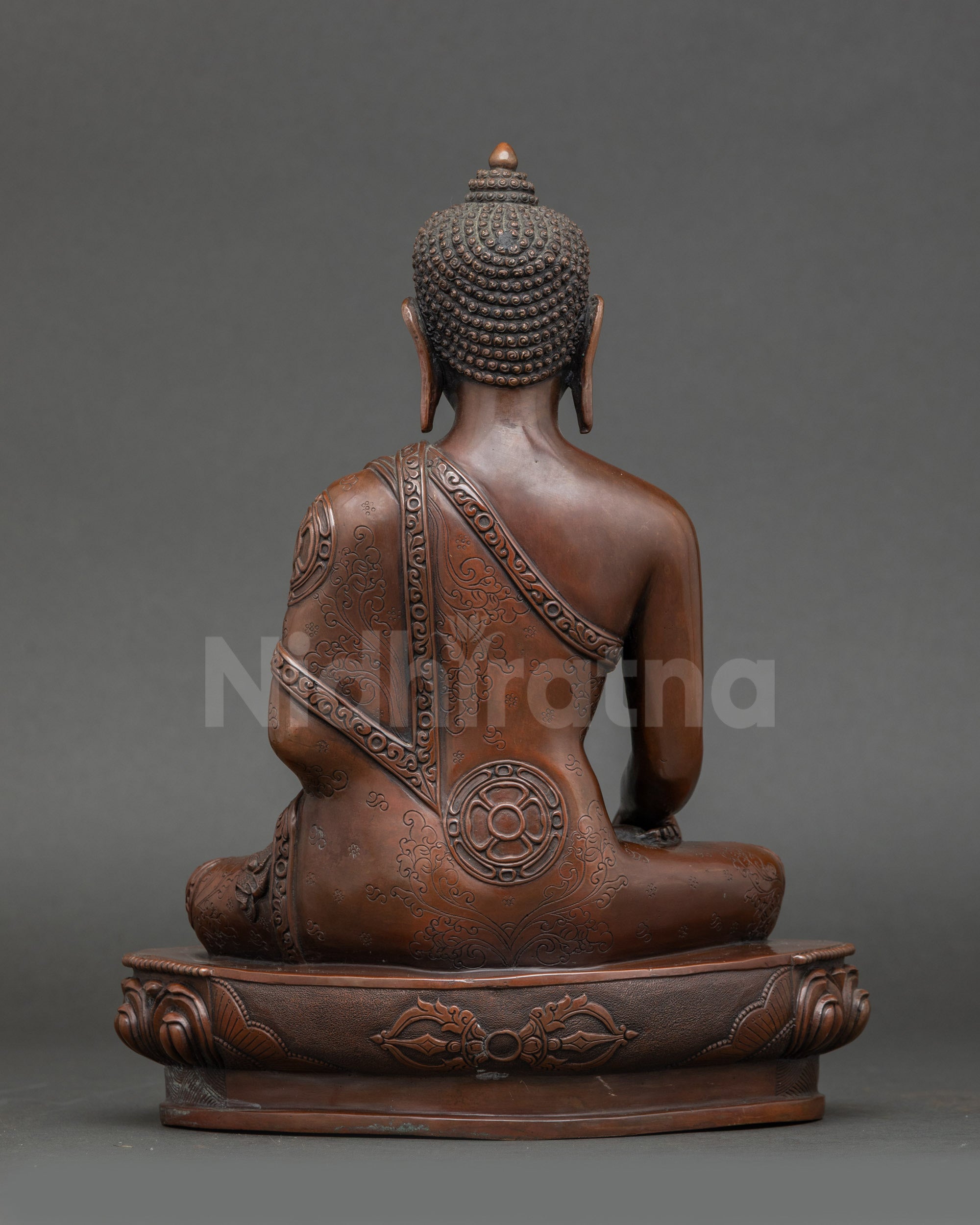 Shakyamuni Buddha statue handmade Patan Nepal oxidized copper decor