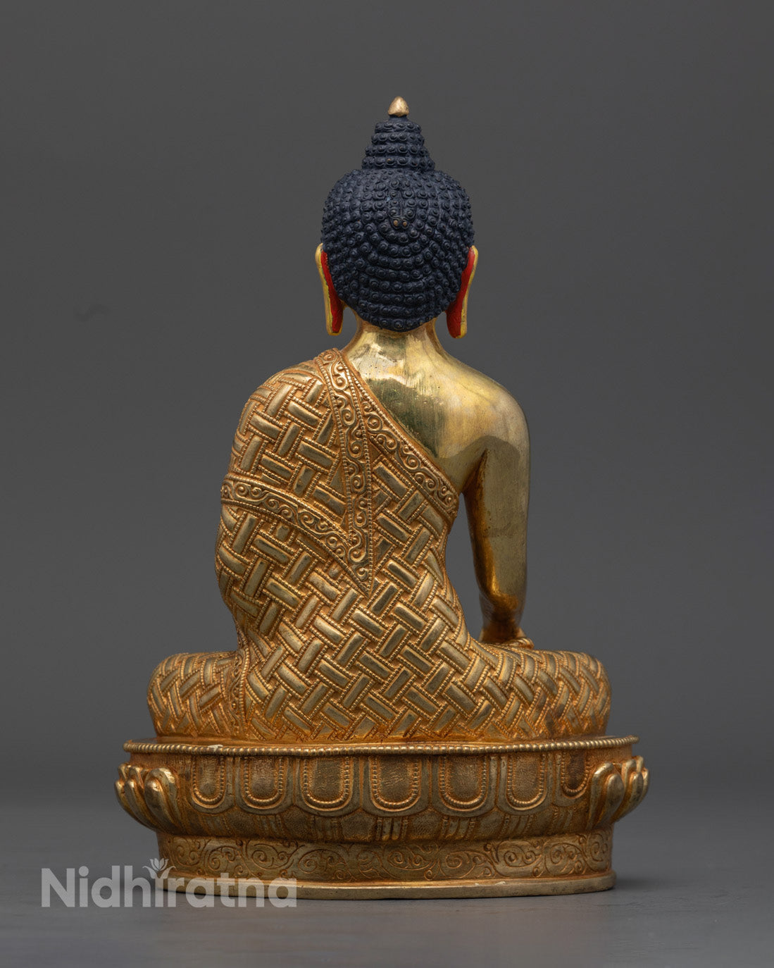 Shakyamuni Buddha statue symbolizing purity and spiritual awakening, seated on a lotus throne, ideal for temple use or as a meaningful gift.