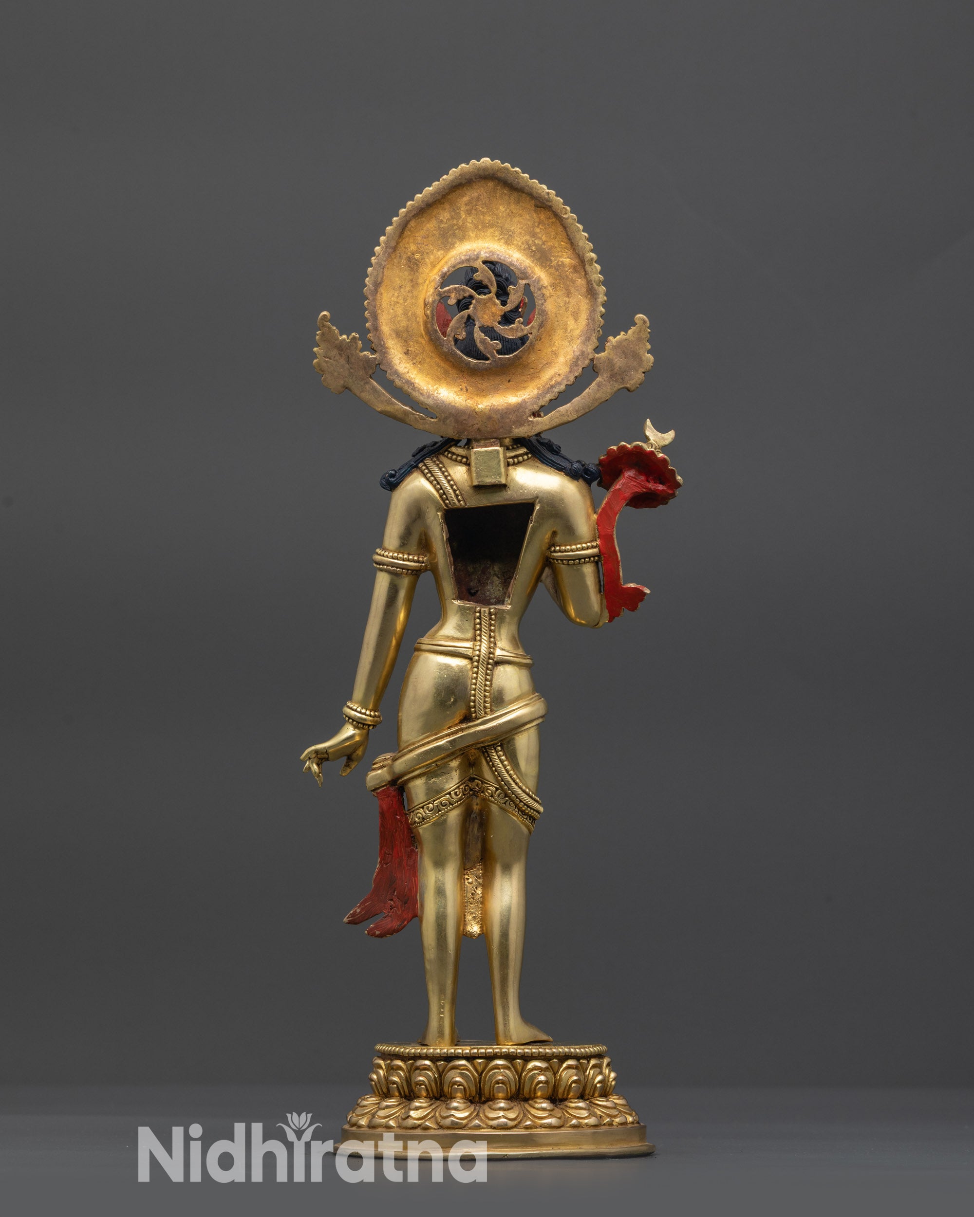 Side view Akashagarbha from Eight Bodhisattvas set with lotus pedestal and jewels