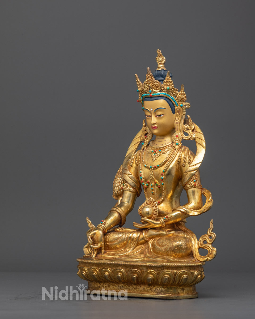Side view of Traditional Ksitigarbha statue