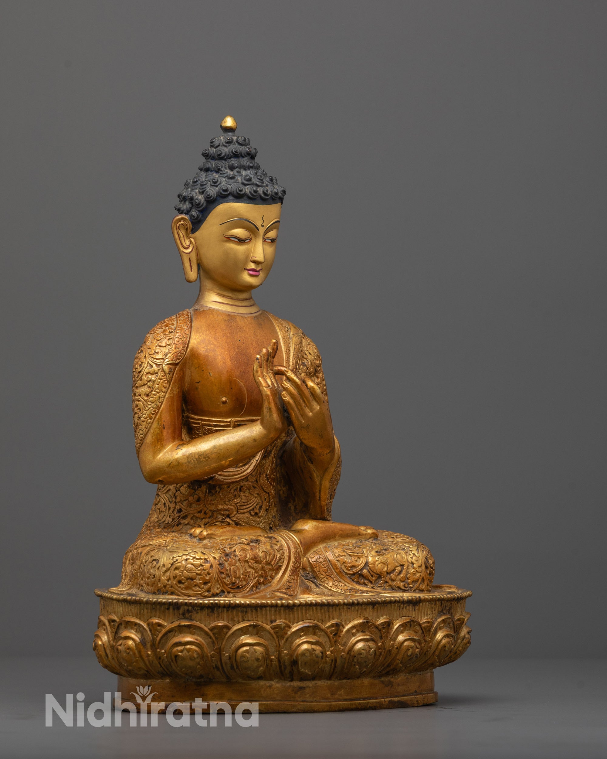 Side view of Vairocana Buddha Seated on Double Lotus Base