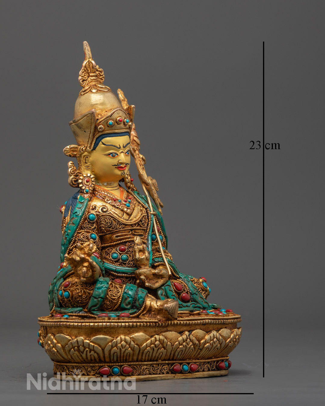 Guru Rinpoche Statue in 24k Fire-Gilded Copper