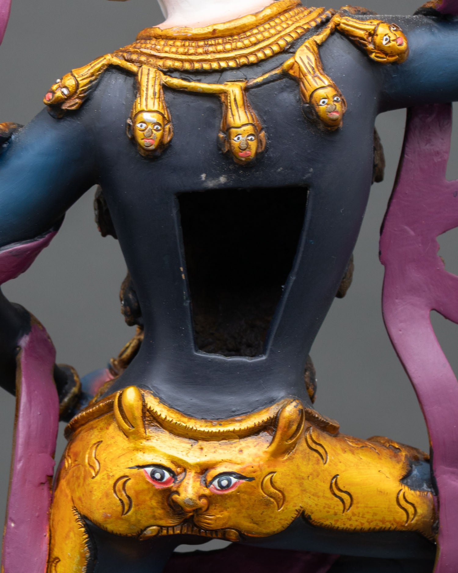 Standing Simhamukha Statue | Handpainted Copper Idol