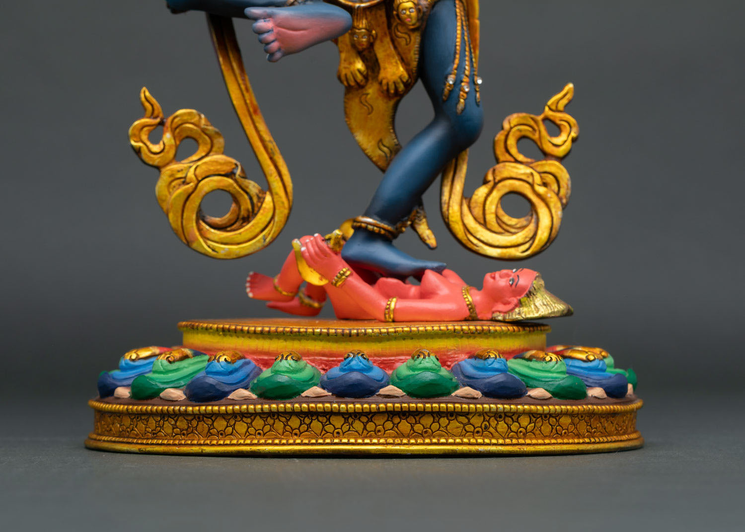 Standing Simhamukha Statue | Handpainted Copper Idol