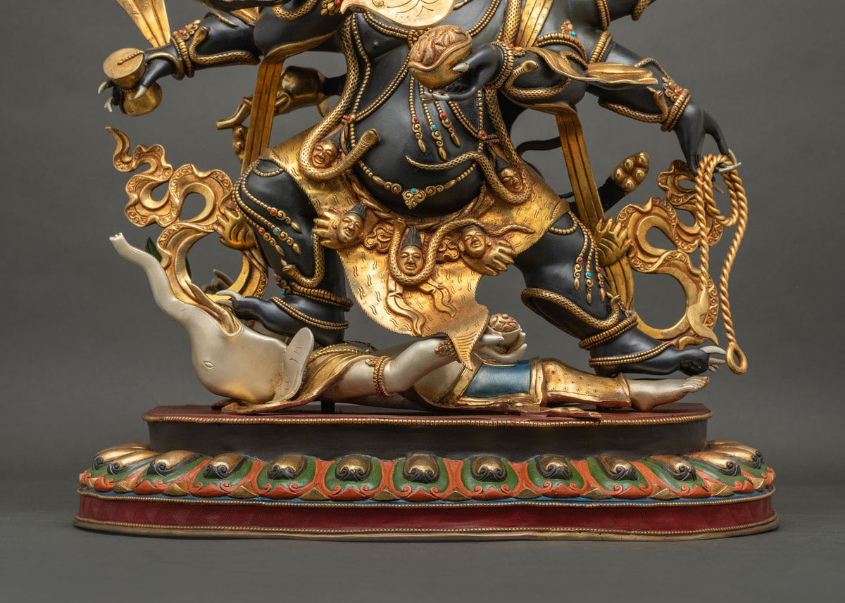 Six-armed Black Mahakala Statue | Wrathful Warrior of Dharma