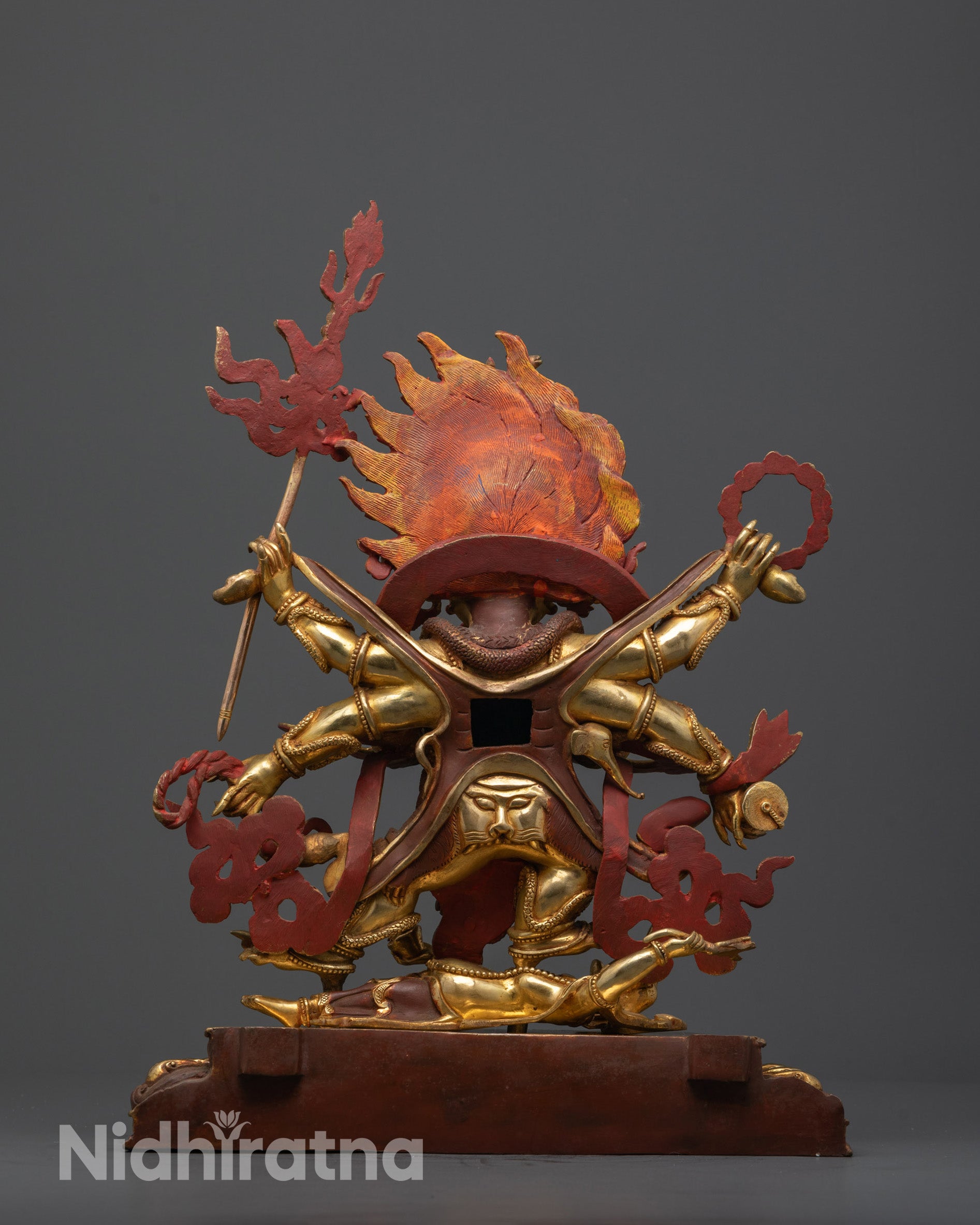 Nepalese Six-Armed Mahakala Statue | Dharma Protector Sculpture