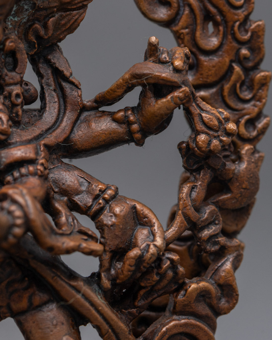 Machine Made Oxidized Mahakala | Six-Armed Wrathful Deity
