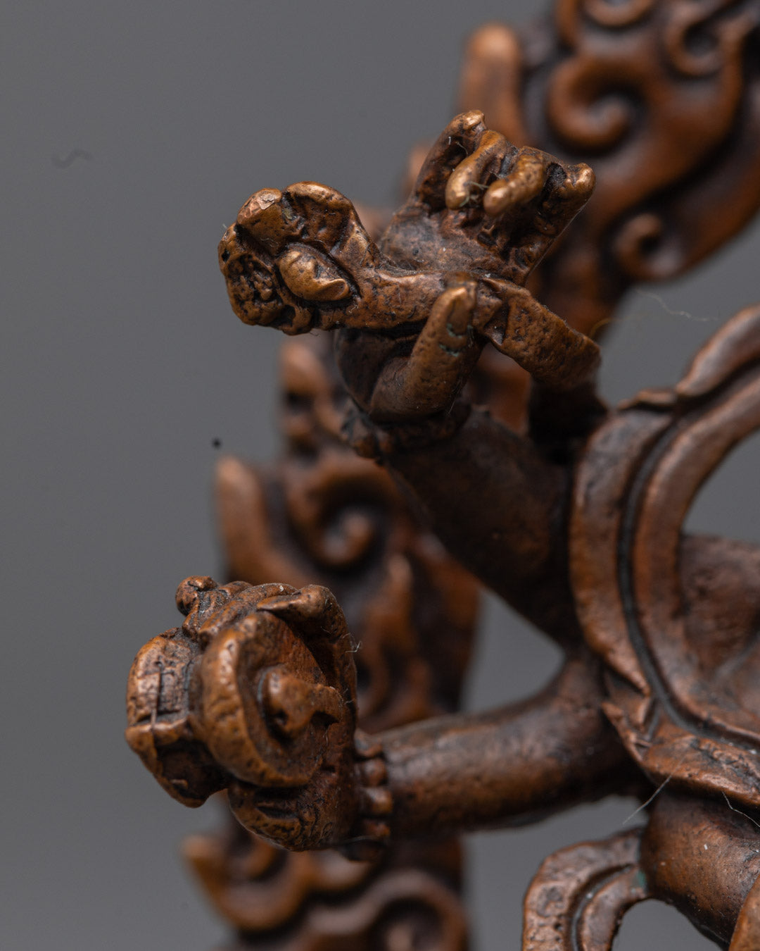 Machine Made Oxidized Mahakala | Six-Armed Wrathful Deity