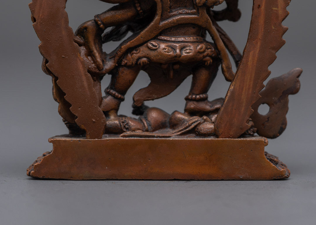 Machine Made Oxidized Mahakala | Six-Armed Wrathful Deity