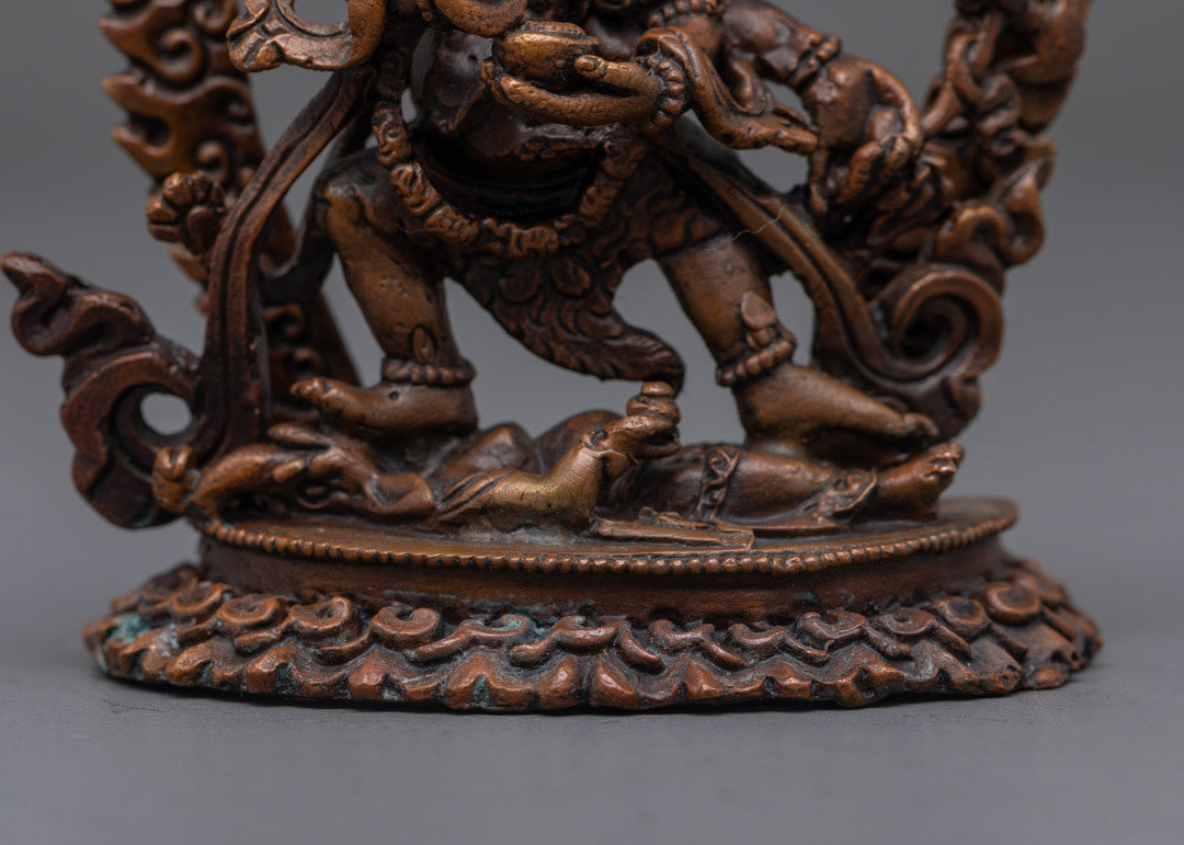 Machine Made Oxidized Mahakala | Six-Armed Wrathful Deity