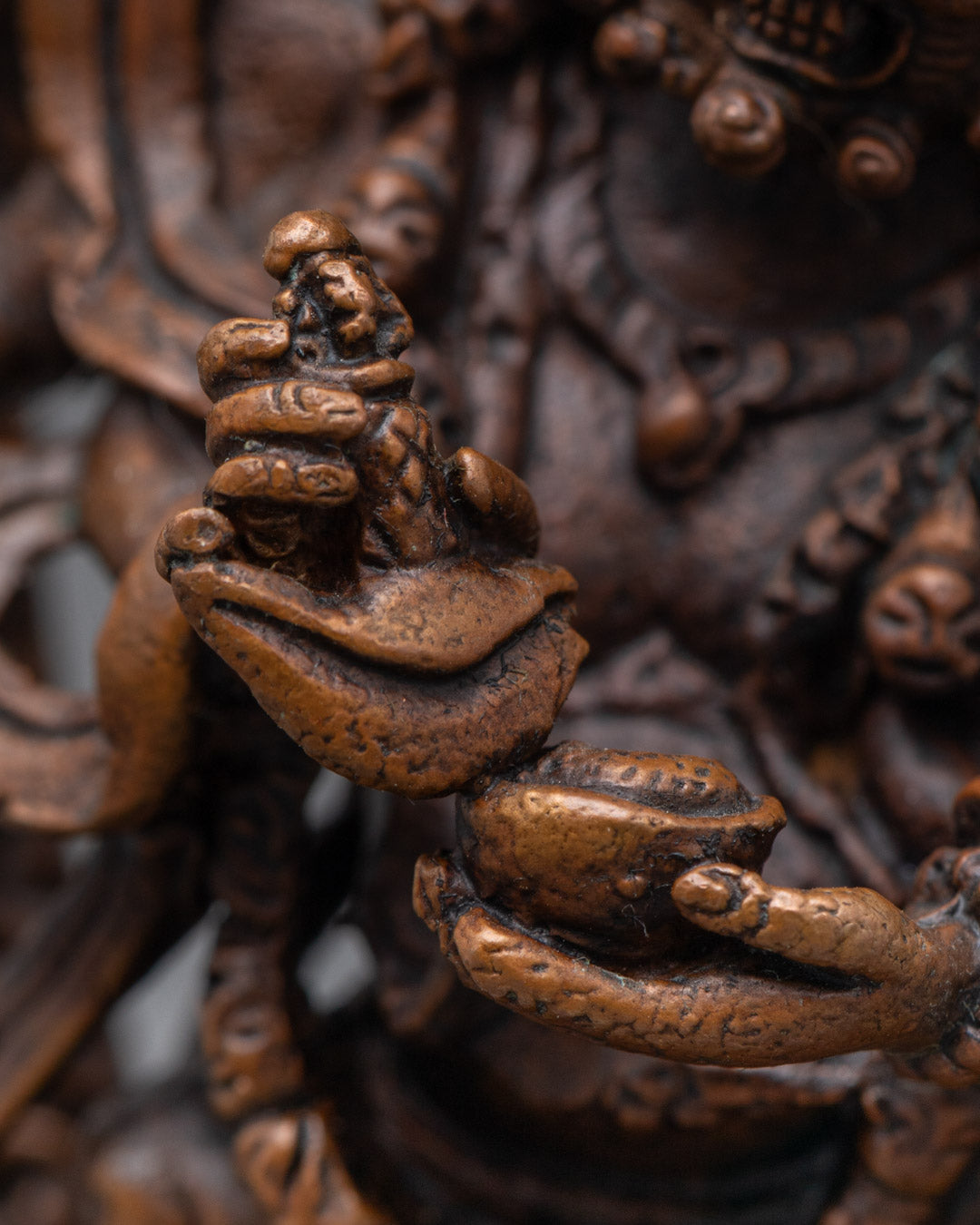 Machine Made Oxidized Mahakala | Six-Armed Wrathful Deity