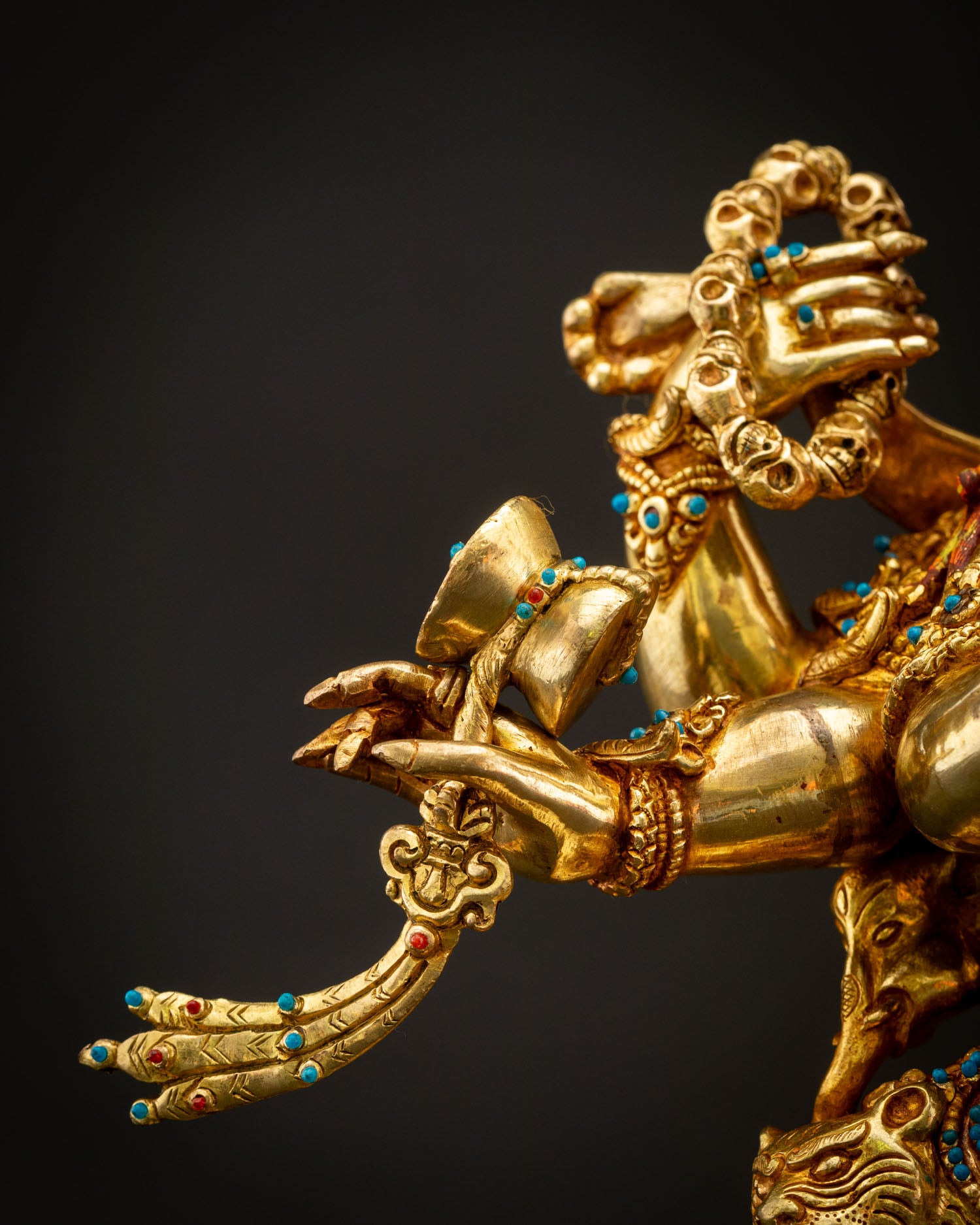 Six-Armed Mahakala | 24K Gold Fire-Gilded Copper Sculpture
