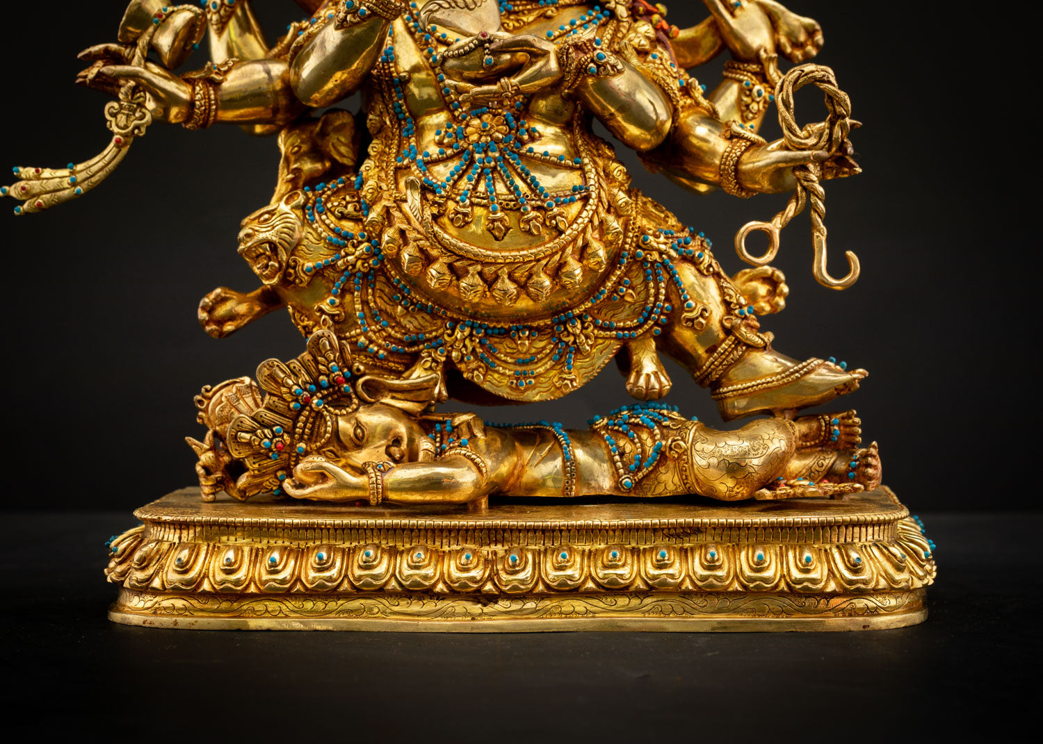 Six-Armed Mahakala | 24K Gold Fire-Gilded Copper Sculpture