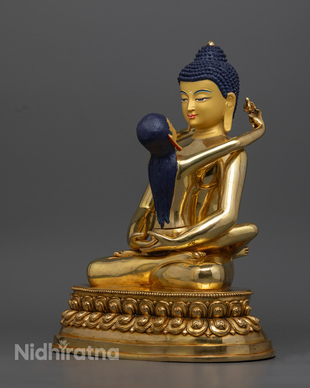 Samantabhadra Buddha Statue | Hand-Carved Gold Gilded Sculpture