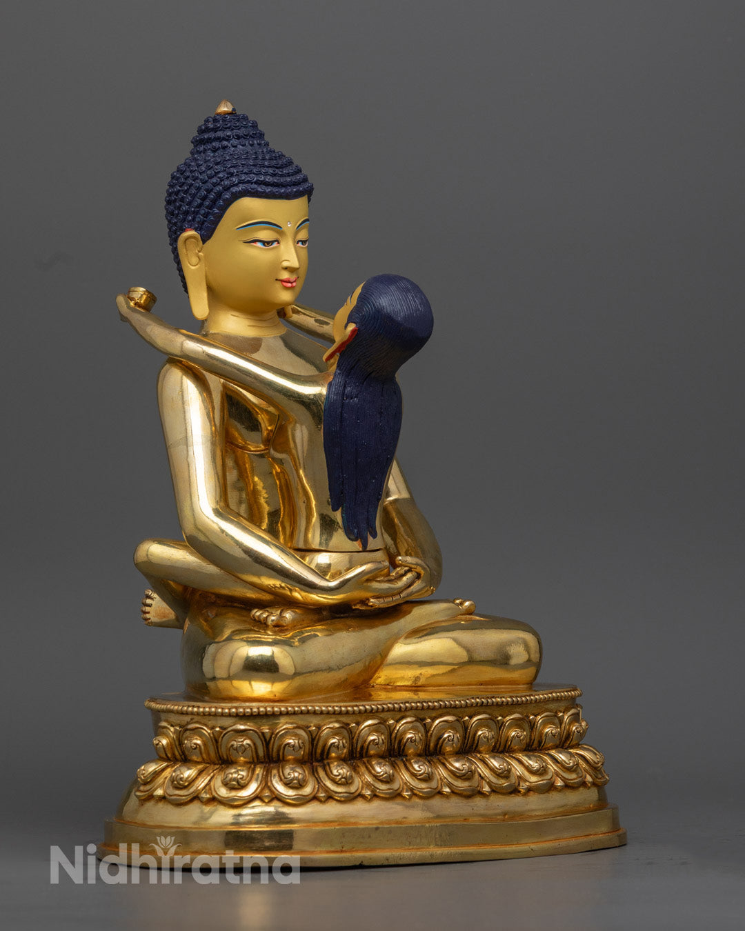 Samantabhadra Buddha Statue | Hand-Carved Gold Gilded Sculpture